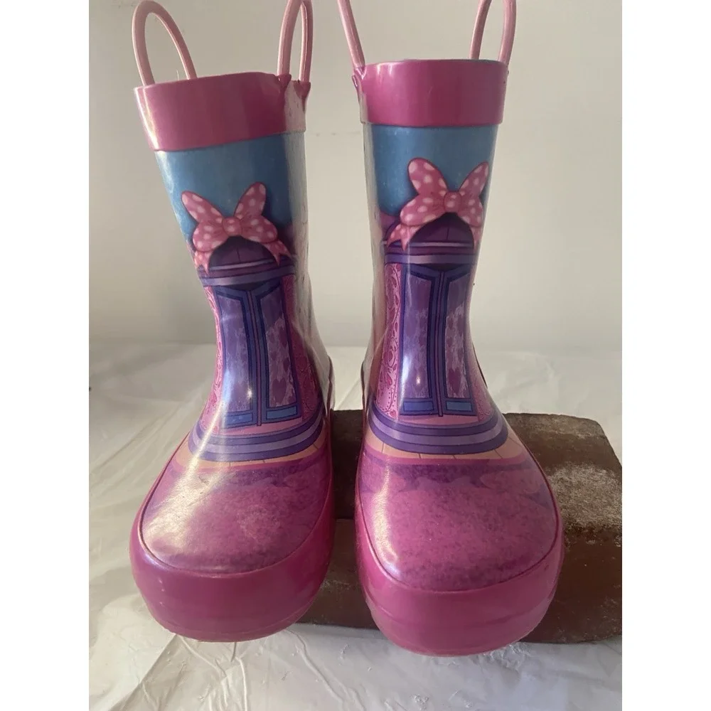Girls Disney Junior Minnie Rubber Rain Boots-Size 9/10 Kids-Super‎ Cute